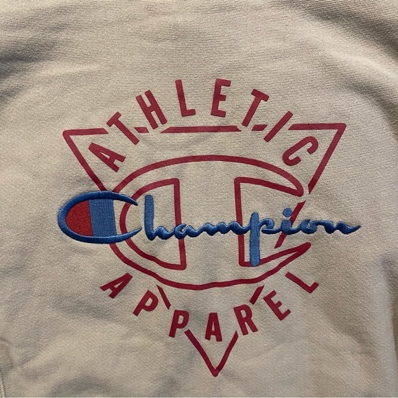 AV: Champion Men's Beige Embroidered Logo Sweatshirts & Hoodies Sz S - Picture 6 of 11